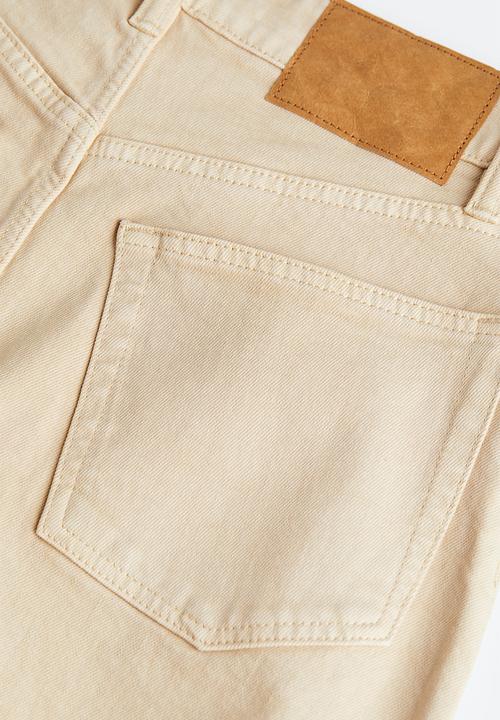 H&M - High waist denim shorts - light beige 
