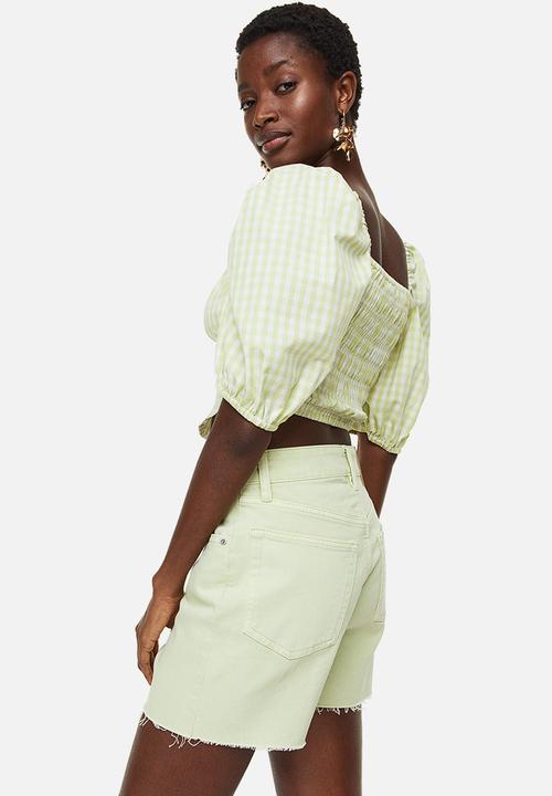 H&M - High waist denim shorts - light green