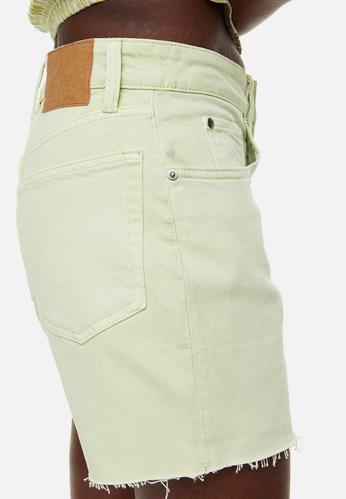 H&M - High waist denim shorts - light green