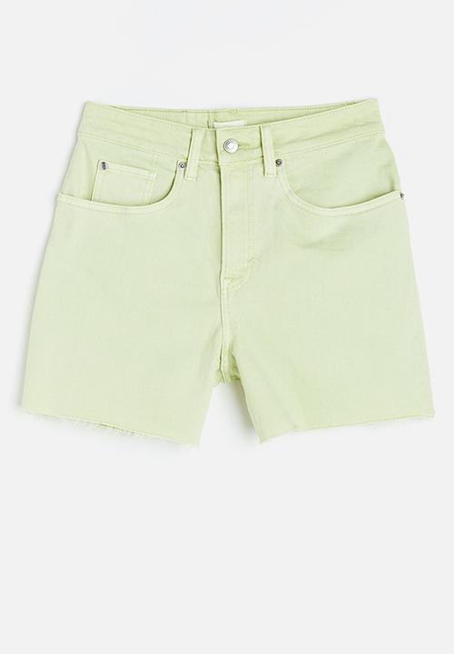 H&M - High waist denim shorts - light green