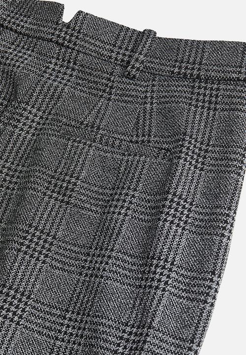 H&M - Wide tailored trousers - dark grey/dogtooth-patterned