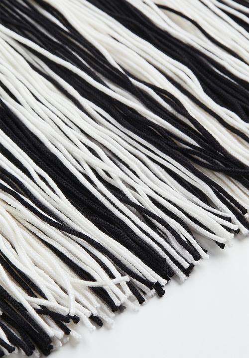 H&M - Fringe-trimmed skirt - white/striped
