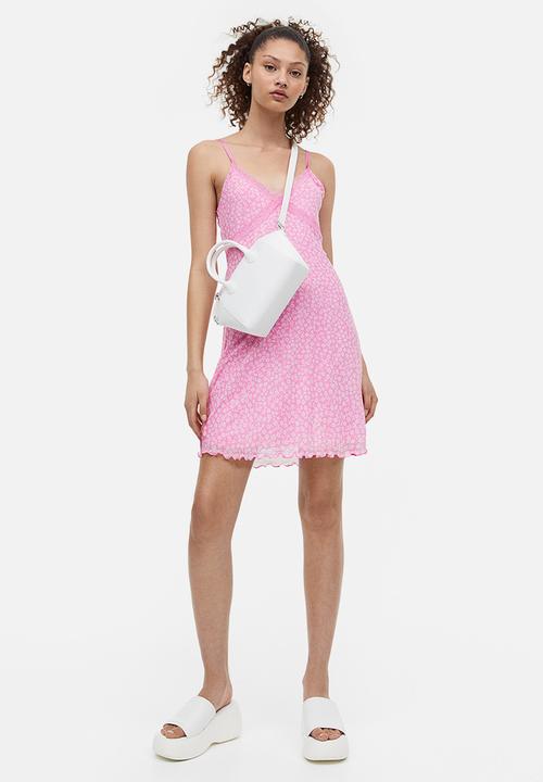 H&M - Lace-trimmed mesh dress - pink/small flowers