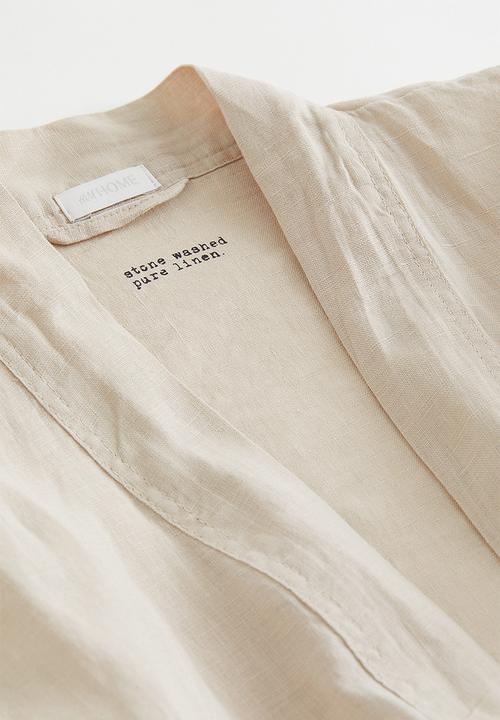 H&M - Washed linen dressing gown - light beige 