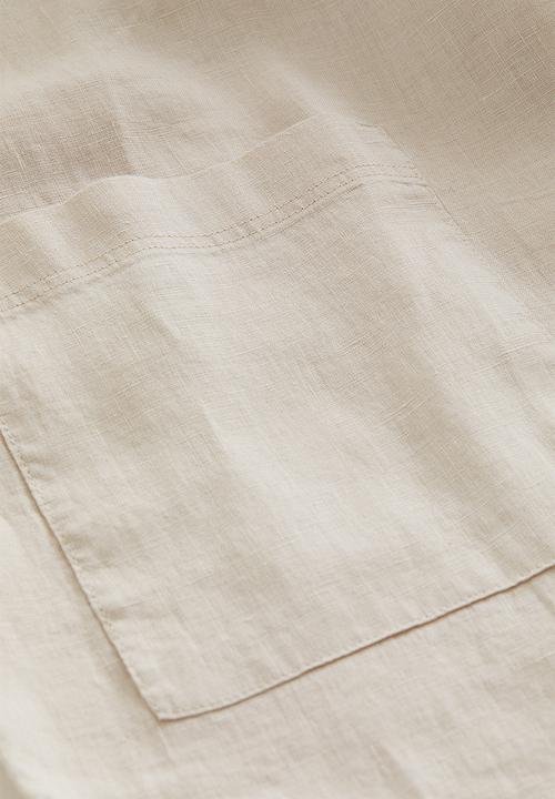 H&M - Washed linen dressing gown - light beige 