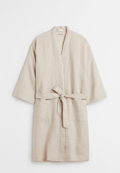H&M - Washed linen dressing gown - light beige 