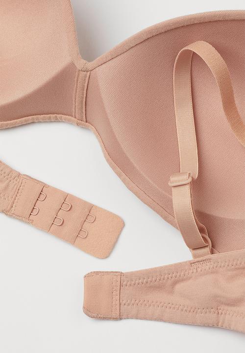 H&M - 2-pack padded cotton bras - black/light beige 