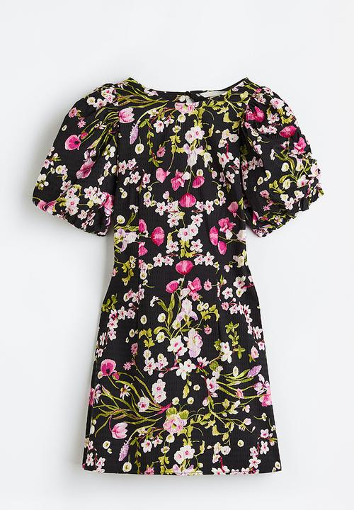 H&M - Open-backed dress - black/floral
