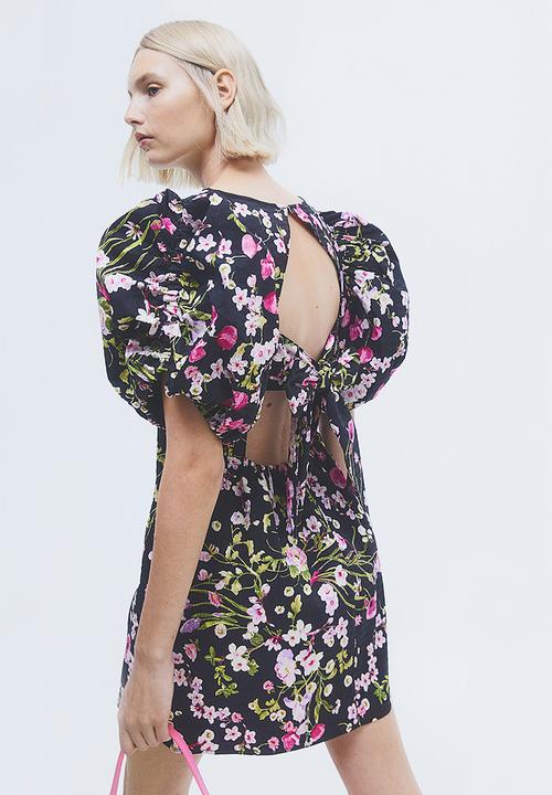 H&M - Open-backed dress - black/floral
