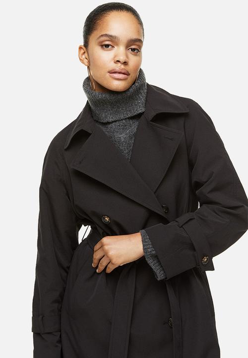 H&M - Double-breasted trenchcoat - black