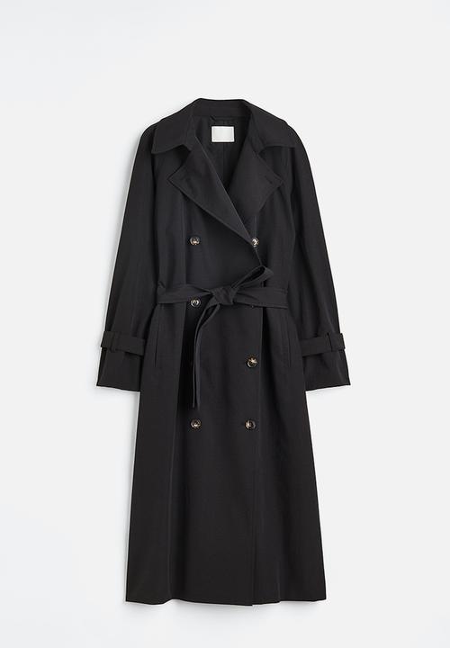 H&M - Double-breasted trenchcoat - black