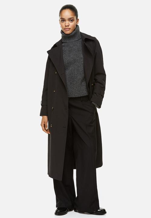 H&M - Double-breasted trenchcoat - black