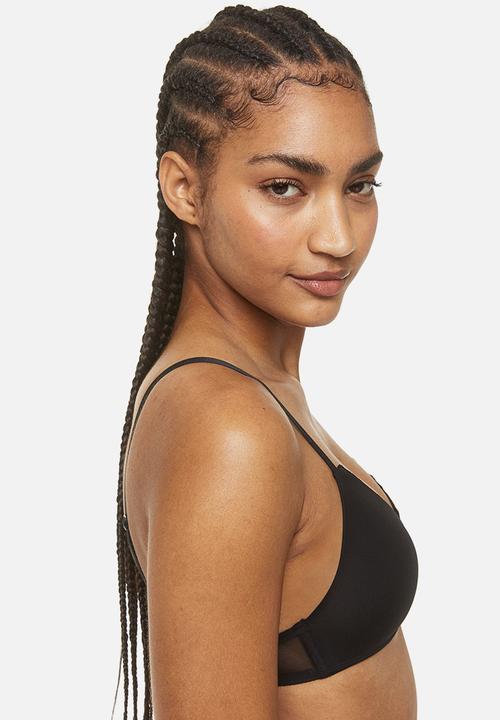 H&M - 2-pack jersey non-wired bras - black / white 