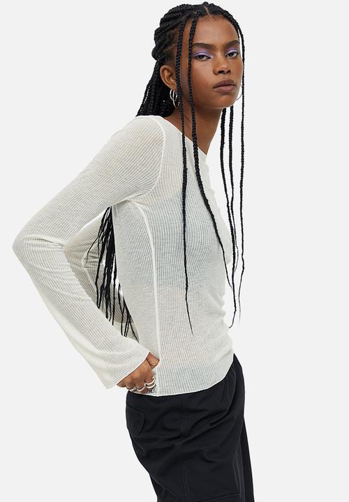 H&M - Sheer ribbed top - white
