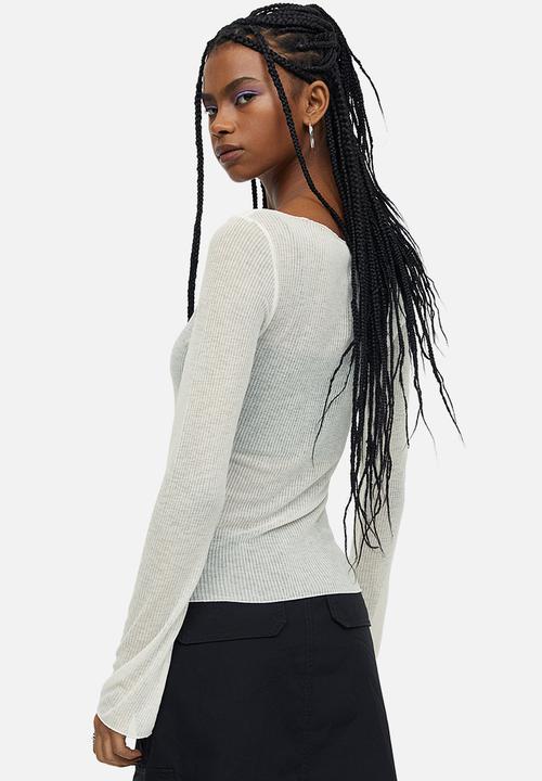 H&M - Sheer ribbed top - white