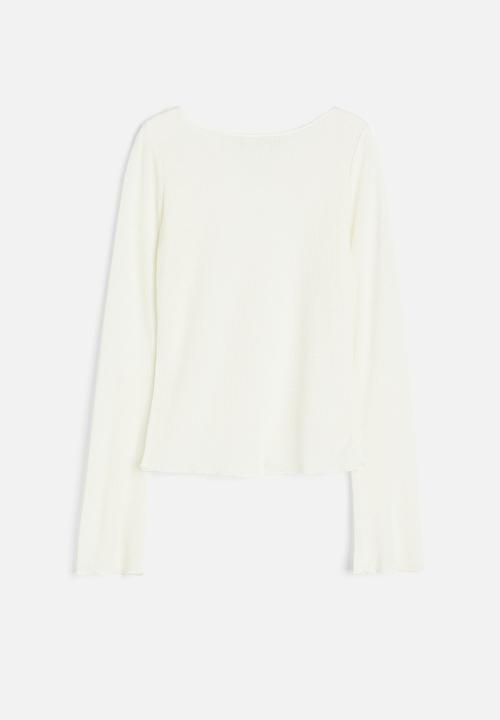 H&M - Sheer ribbed top - white