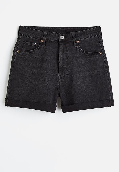 H&M - Mom ultra high denim shorts - black
