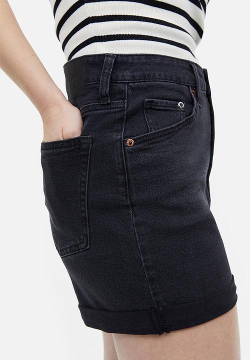 H&M - Mom ultra high denim shorts - black