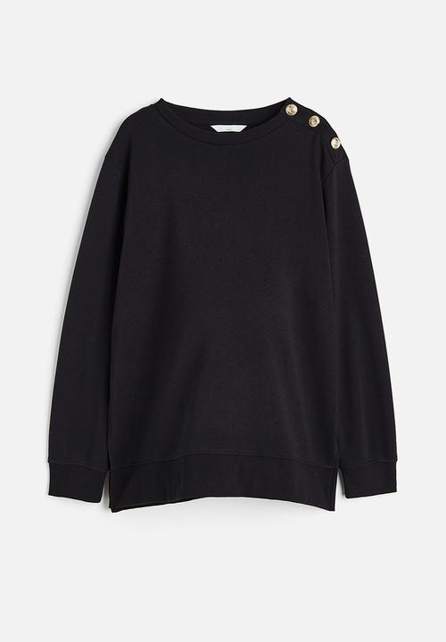 H&M - Mama button-detail sweatshirt - black
