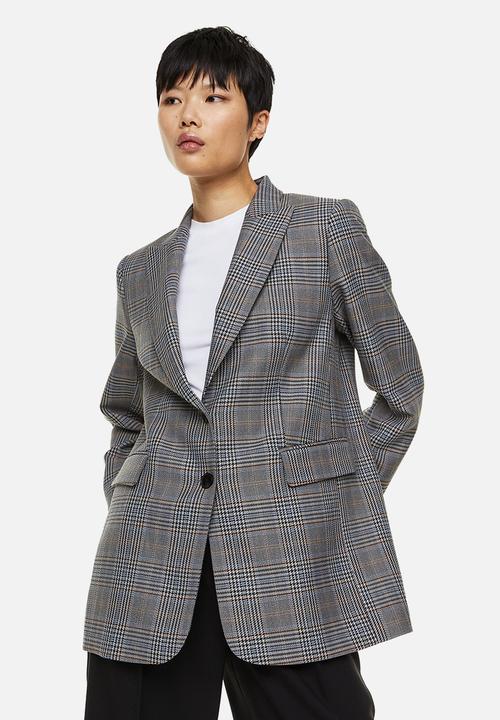 H&M - Single-breasted blazer - grey / checked