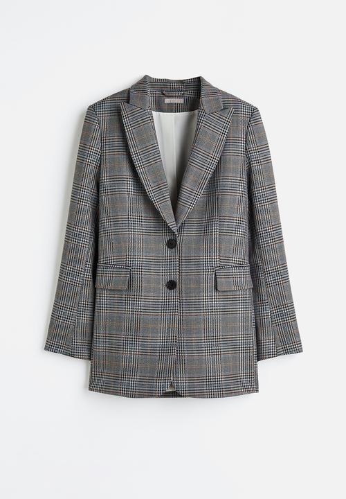 H&M - Single-breasted blazer - grey / checked