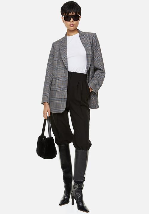 H&M - Single-breasted blazer - grey / checked