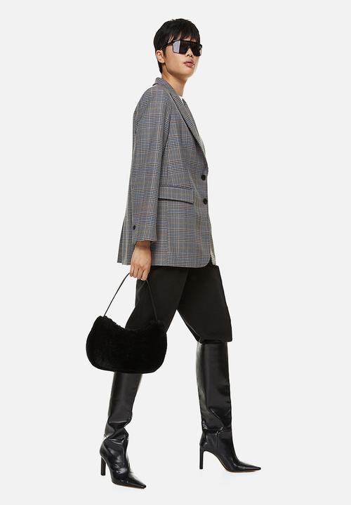 H&M - Single-breasted blazer - grey / checked
