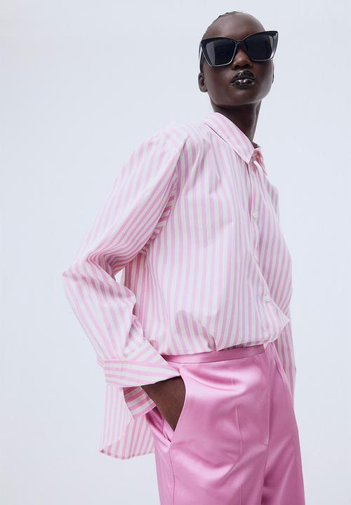 H&M - Cotton shirt - pink/striped