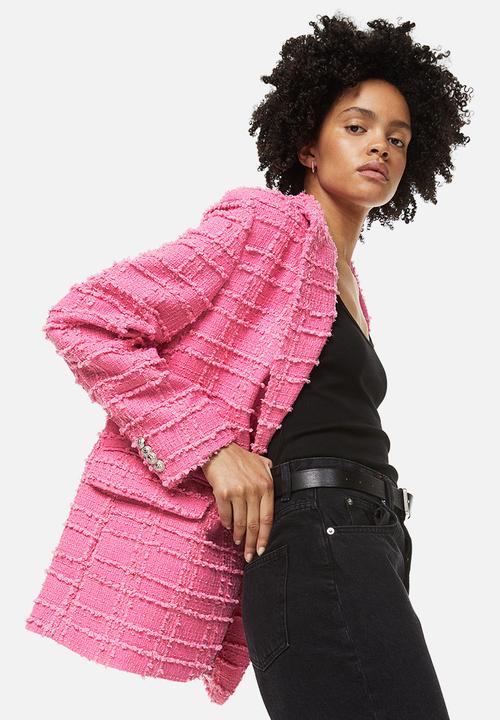 H&M - Textured-weave blazer - pink