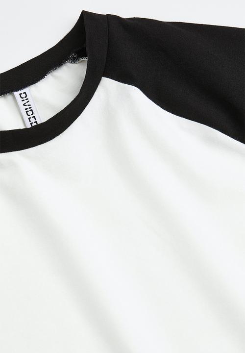 H&M - Raglan-sleeved jersey top - black/white
