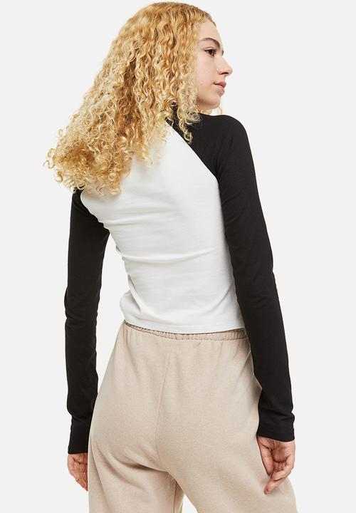 H&M - Raglan-sleeved jersey top - black/white