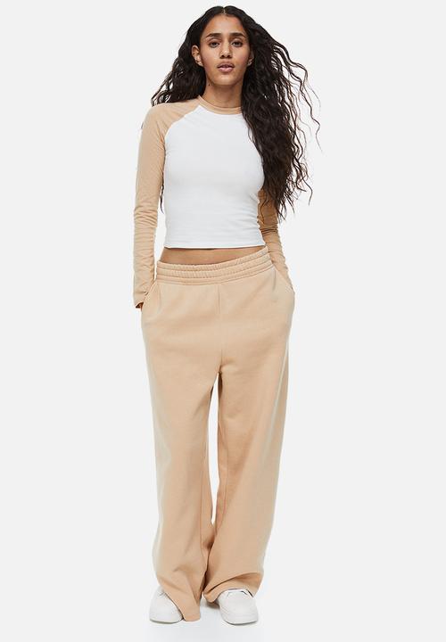H&M - Raglan-sleeved jersey top - beige/white