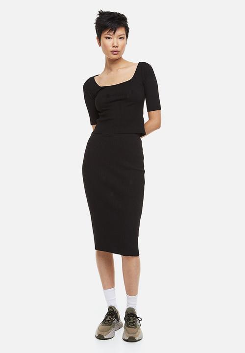 H&M - Ribbed jersey top - black