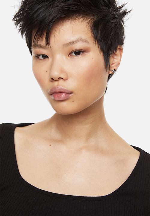 H&M - Ribbed jersey top - black