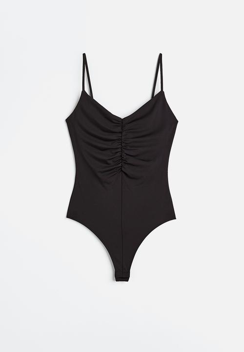 H&M - Gathered thong body - black