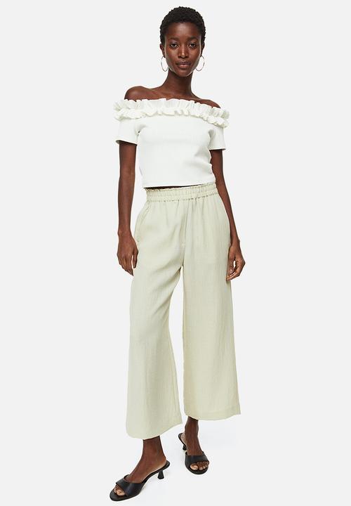 H&M - Frill-trimmed off-the-shoulder top - white