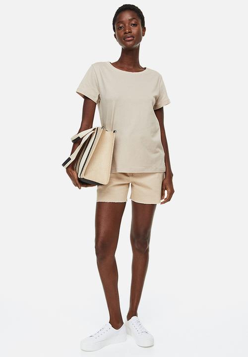 H&M - Cotton t-shirt - light beige 