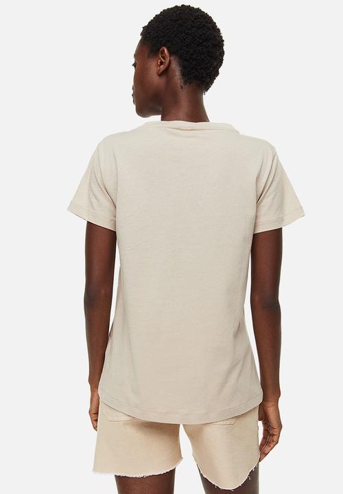 H&M - Cotton t-shirt - light beige 