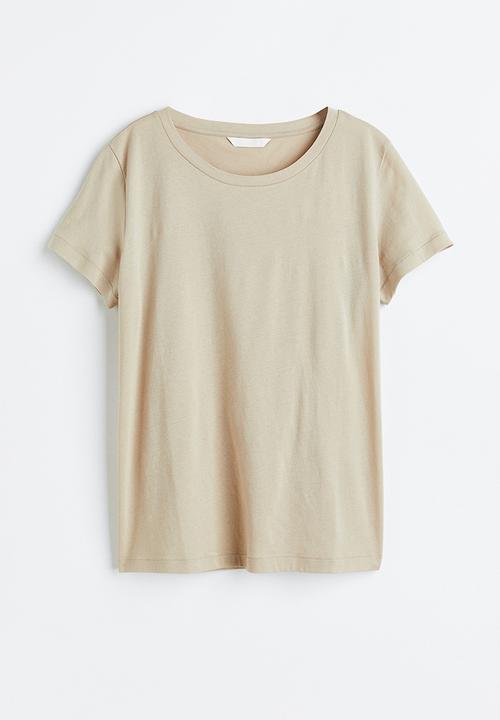 H&M - Cotton t-shirt - light beige 