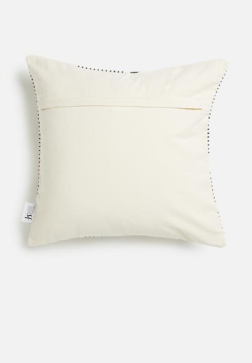 Sixth Floor - Tanok embroidered cushion cover - black