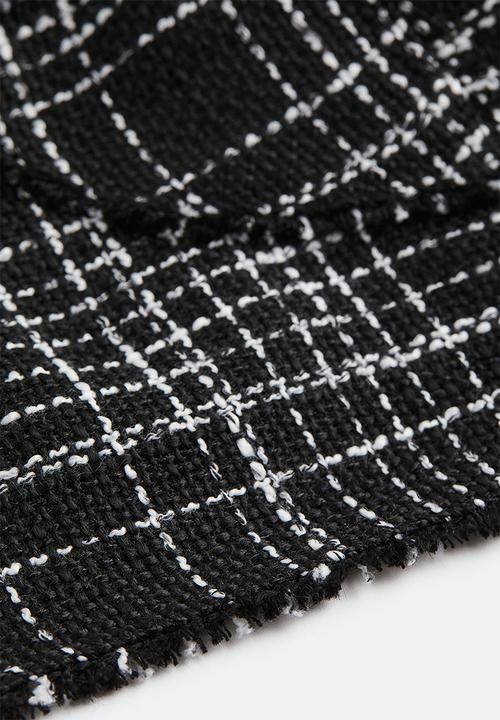 H&M - Fringe-trimmed crop top - black/checked