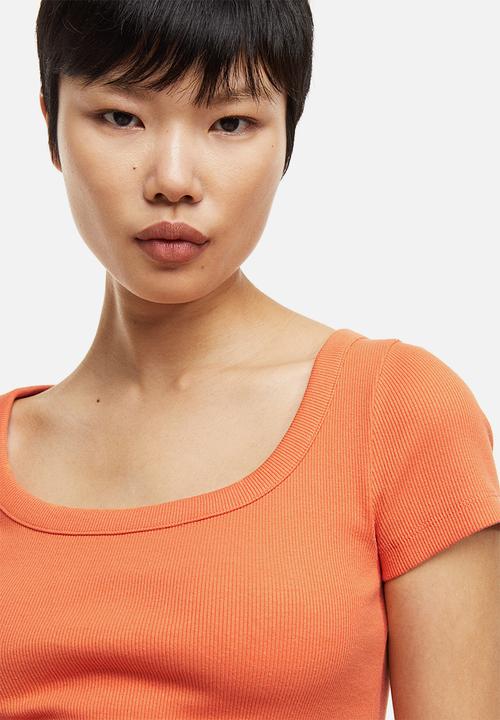 H&M - Ribbed cotton top - orange