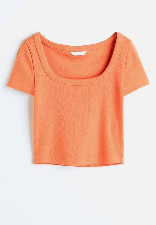 H&M - Ribbed cotton top - orange