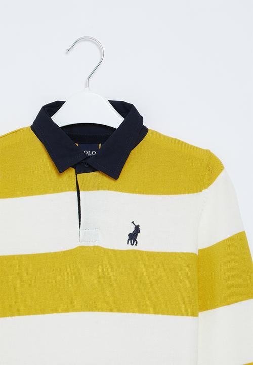 POLO - Boys connor ls knitted stripe golfer - yellow