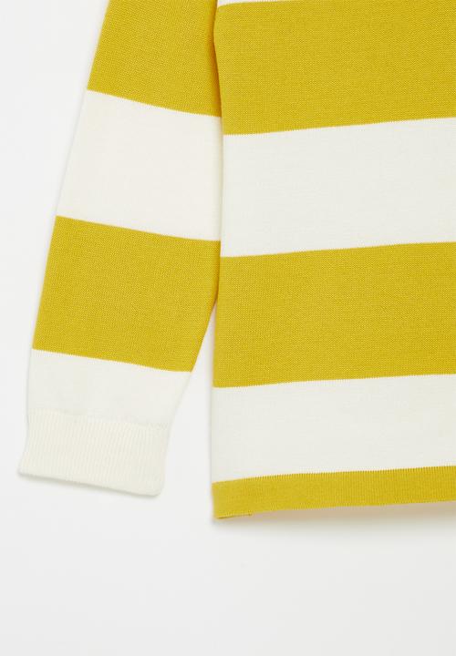 POLO - Boys connor ls knitted stripe golfer - yellow