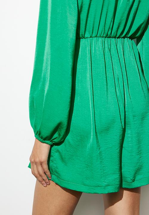 VELVET - Wrap satin playsuit - spring green