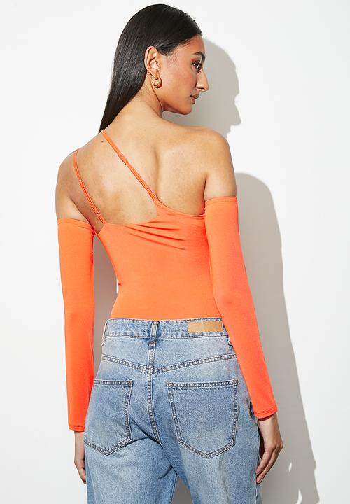 VELVET - Cut out asymmetrical bodysuit - orange