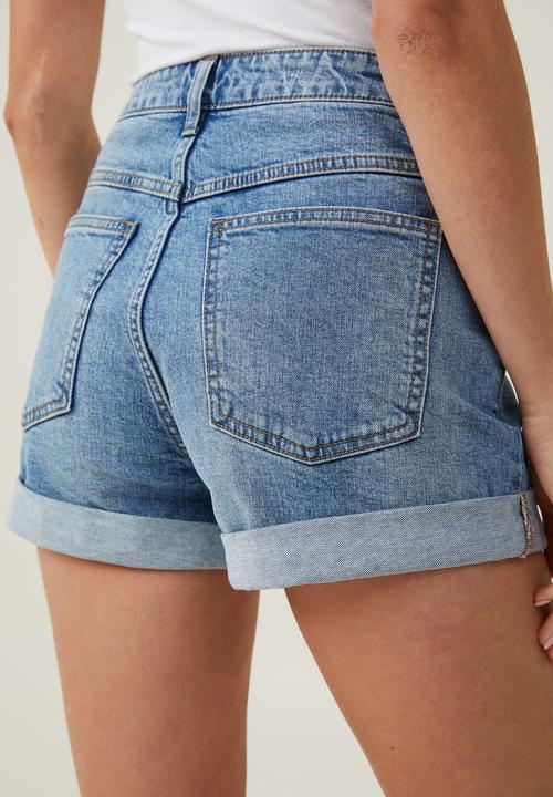 Cotton On - High Rise Classic Stretch Denim Short - Surfers Blue