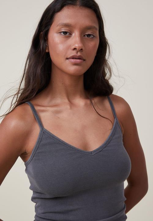 Cotton On - Madison V Neck Cami - Washed Black
