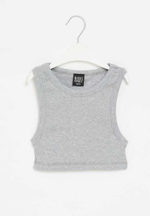 Rebel Republic - Girls Ribbed tank -grey